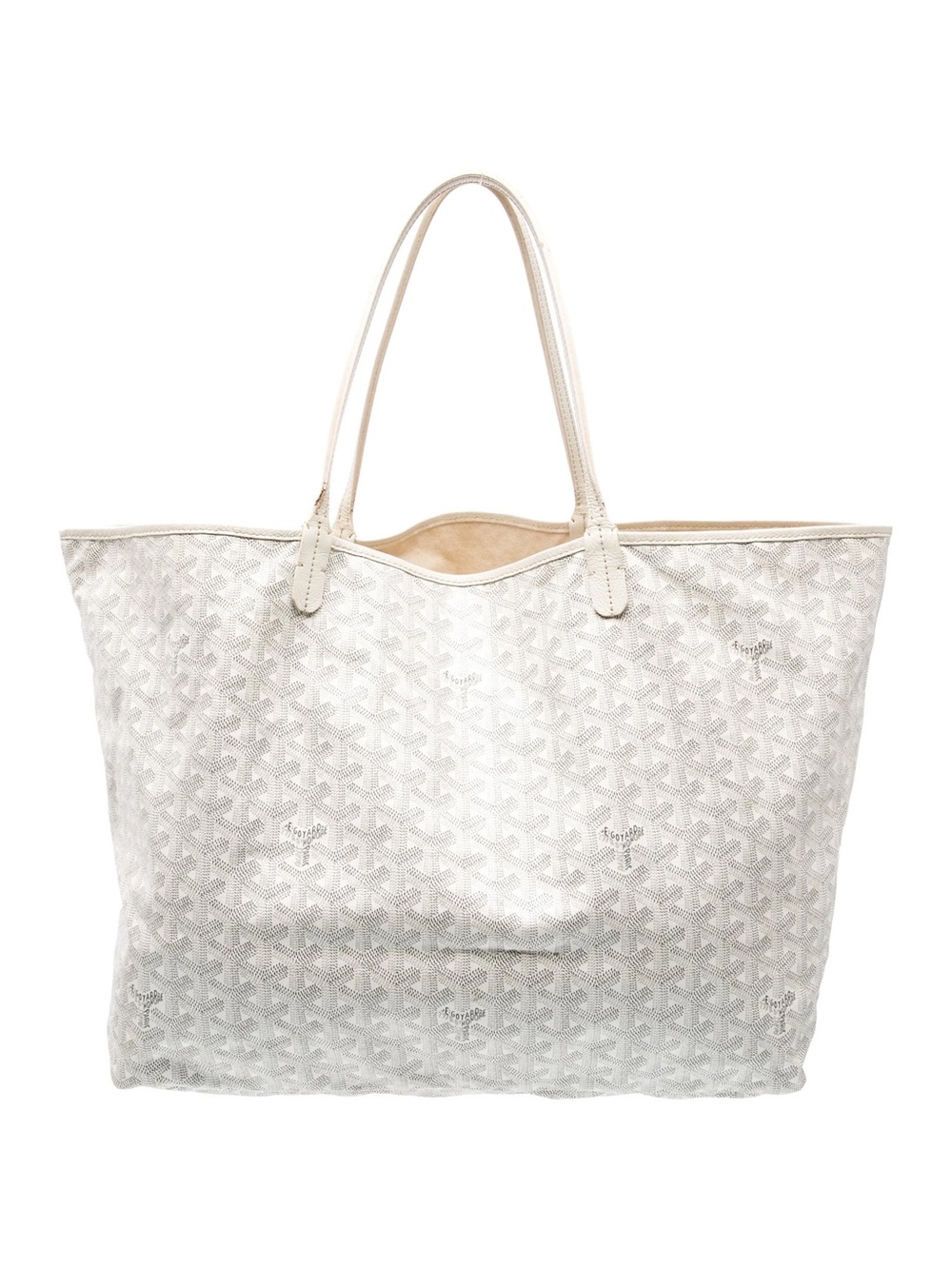 GOYARD Saint Louis GM Shoulder Tote Bag PVC Leather White W/ Pouch Bag